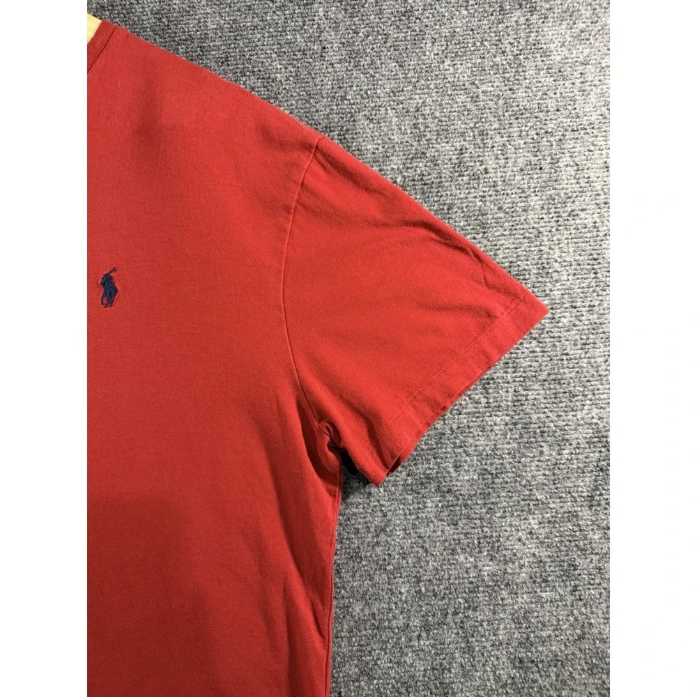 Polo Ralph Lauren Shirt Mens L Red Classic Fit V Neck Embroidered Pony Tee